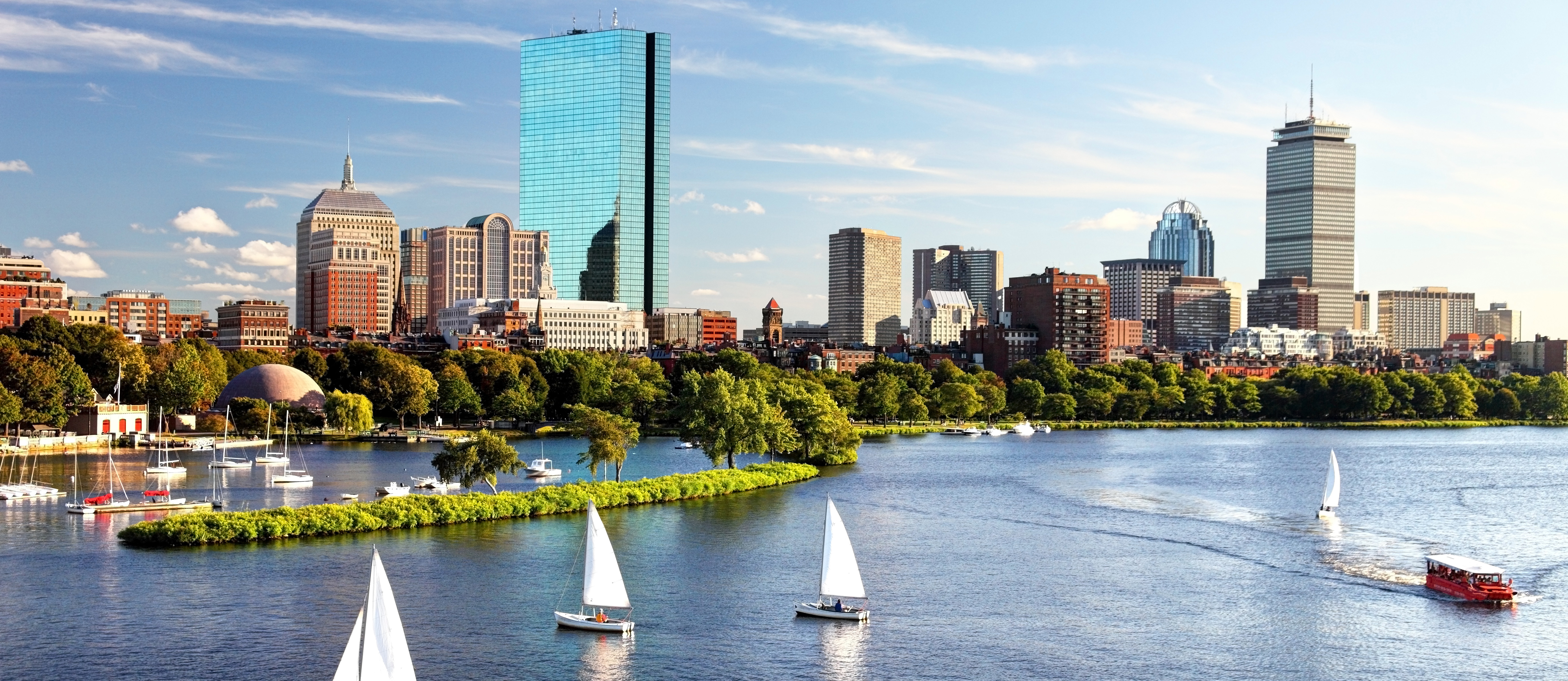 city harbor with sailboats